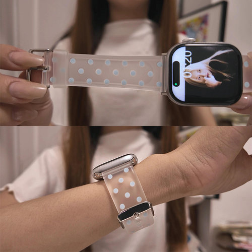 苹果手表iWatch11表带波点磨砂透明硅胶适用applewatch10代se夏季