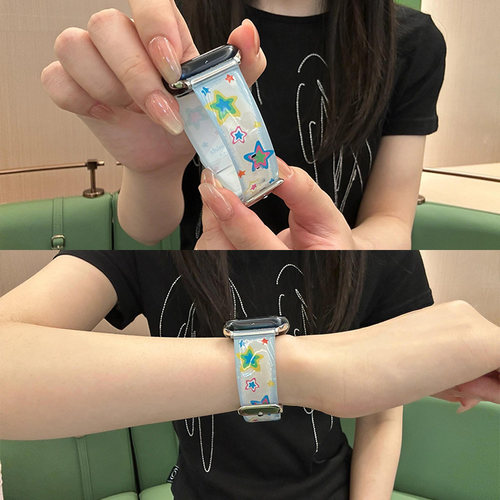 多巴胺印花硅胶适用于AppleWatch11表带苹果手表S10代se夏季ins风