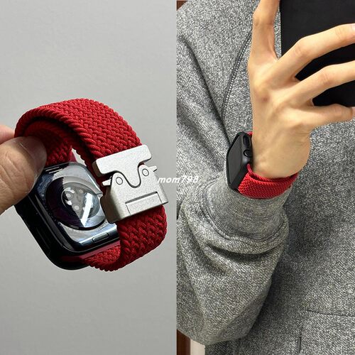 iwatch10表带尼龙编织降落伞扣适用苹果手表applewatch98表带透气
