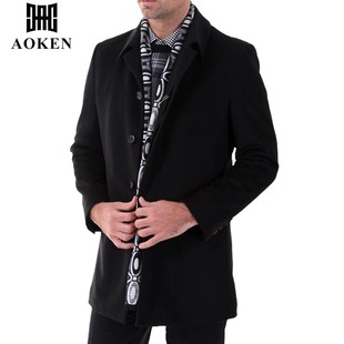 品牌100纯羊绒轻奢男大衣商务外套上衣毛呢子羽绒服自发热加绒厚