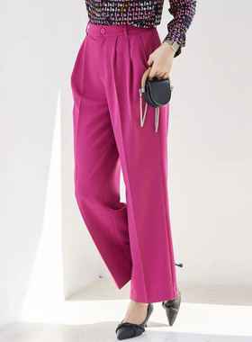 风迪春秋新款休闲裤女百搭宽松直筒简约气质通勤西裤长裤1C15078