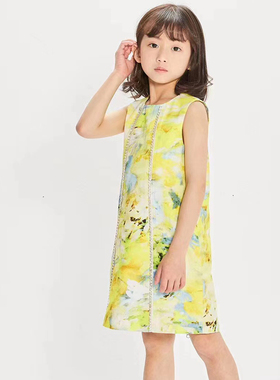商场撤柜清仓了女童无袖背心连衣裙时尚镶钻修身款纯棉2Z15045