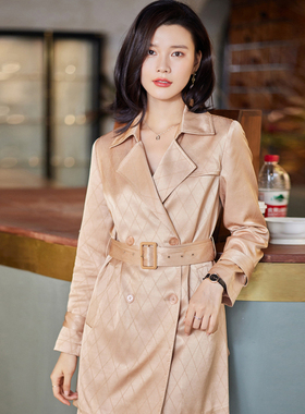 风迪品牌春季新款风衣女宽松简约百搭收腰显瘦中长款外套1B15058