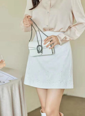 风迪品牌春秋新款白色半身裙女今年高腰小个子a字包臀短裙1B15025