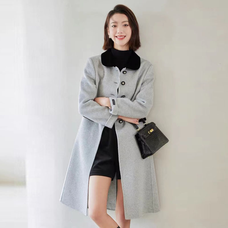 风迪冬季新款中长款毛呢外套