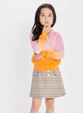 童装女童连帽套头卫衣新款春装撞色针织衫外套宝宝上衣2Z15059