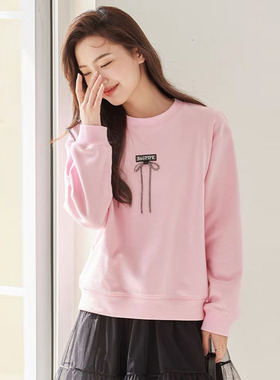 风迪春秋新款卫衣女百搭休闲圆领套头长袖宽松简约打底上衣C15181