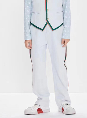 童装春季长裤潮包边装饰牛仔西裤直筒裤百搭2Z15499