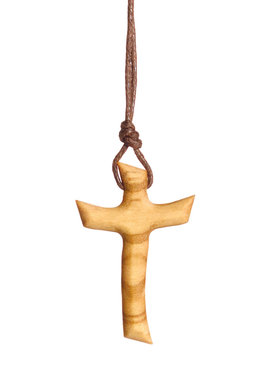 实木十字架项链简约创意吊坠橄榄木休闲男女毛衣项链木质复活节
