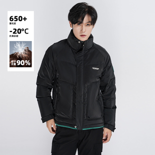 IRA【90鸭绒】2025冬季新款短款羽绒服男士拼色立领加厚保暖外套