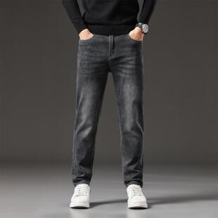 IRA潮牌牛仔裤男款加绒修身小脚长裤简约百搭潮流裤子秋冬新款