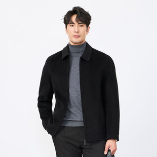 IRA100%羊毛短款毛呢翻领大衣2026春季新款男士商务外套