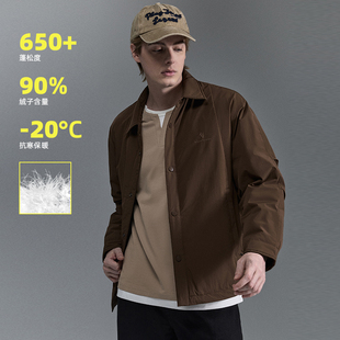 IRA简约休闲风翻领羽绒服男宽松保暖外套2025冬季新款