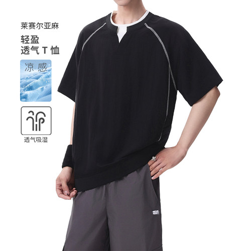 IRA夏门店同款亚麻透气男T恤