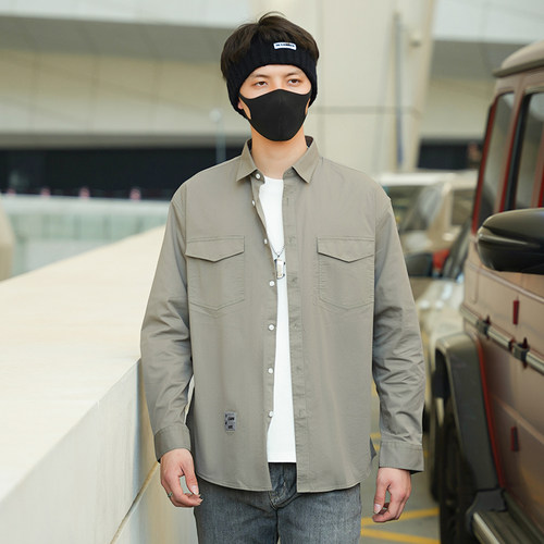 春季休闲宽松衬衫外套男