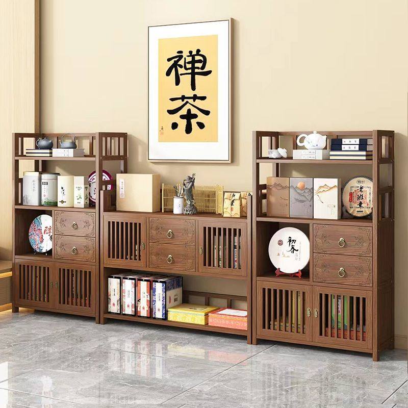 博古架实木中式多宝阁茶叶柜多层客厅展示柜办公室收纳茶柜置物架