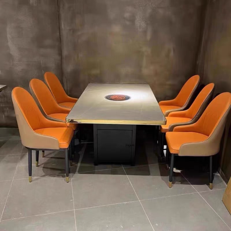 岩板大理石火锅桌子电磁炉商用实木一体烤肉无烟桌椅沙发卡座组合,商业/办公家具,火锅桌,淘宝优惠券,粉丝福利购,淘宝优惠卷