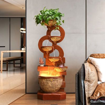 欧式流水喷泉流水循环办公室招财风水轮客厅玄关落地摆件开业送礼