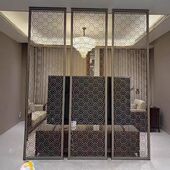 不锈钢雕花镂空轻奢现代中式 屏风隔断遮挡客厅艺术酒店背景