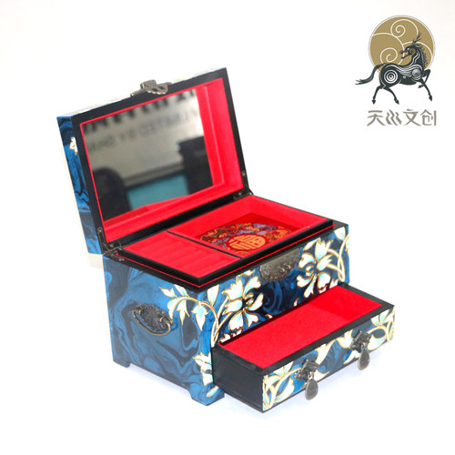 天水雕漆工艺品【21抽屉高堆沥粉首饰盒】A01