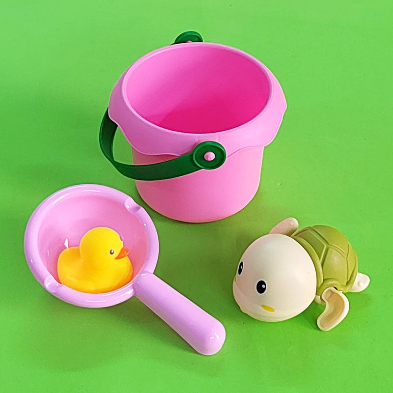 儿童洗澡宝宝戏水沙滩耐摔软胶小水桶洒水壶游水鸭婴幼儿玩具套装