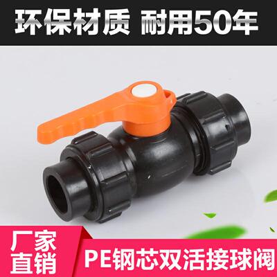 PE 双活接钢芯球阀  球阀   阀门 20  25  32  40  50  63