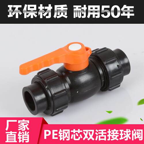 PE 双活接钢芯球阀  球阀   阀门 20  25  32  40  50  63