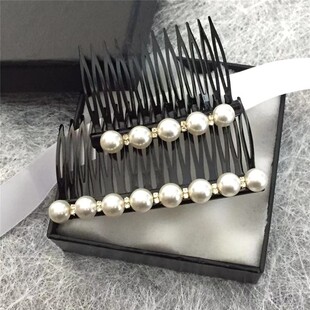 发梳插梳小号韩国简约百搭珍珠水钻边夹刘海夹顶夹发饰刘海梳大号