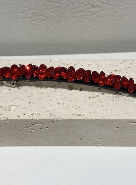 韩版一字边夹捷克钻女大号10cm超闪水钻刘海顶夹时尚发卡弹簧夹