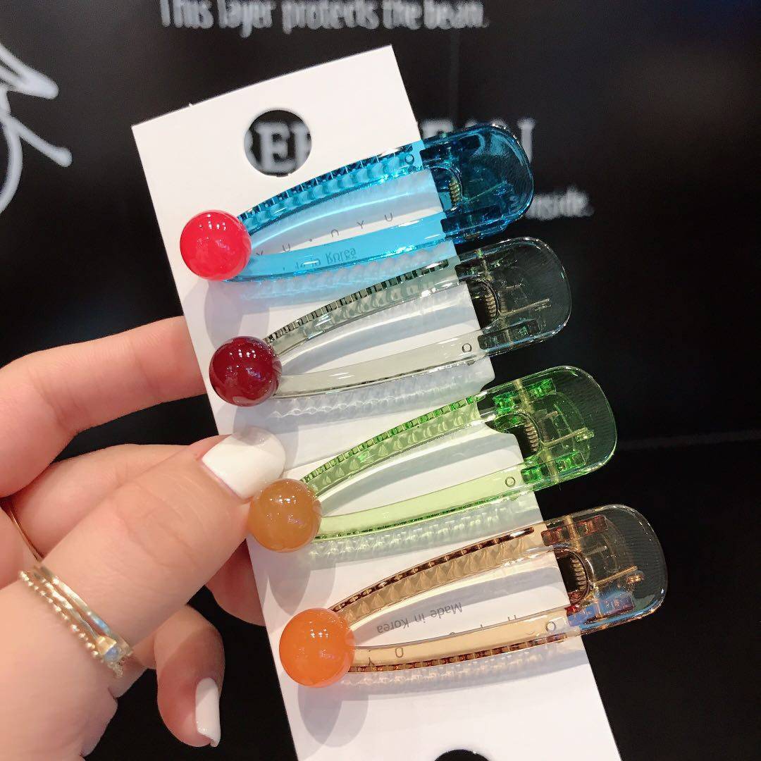 韩国东大门同款树脂彩色球边夹ins网红少女刘海夹可爱个性小发夹