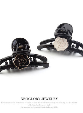 发夹2022新款小号抓夹顶夹山茶花小香风法式优雅大号鲨鱼夹发抓