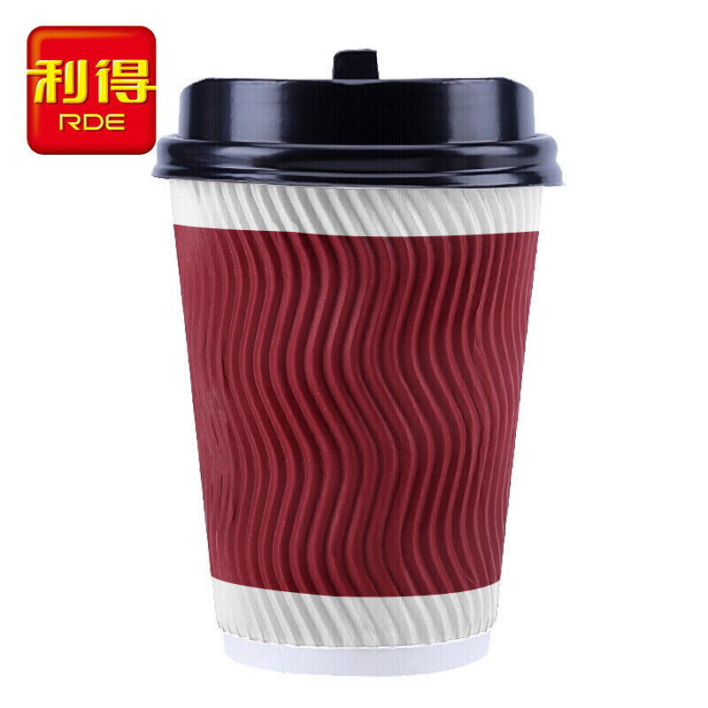 利得一次性加厚咖啡杯12盎司340ml双层瓦楞纸杯奶茶杯16套带盖怎么样,好用不?