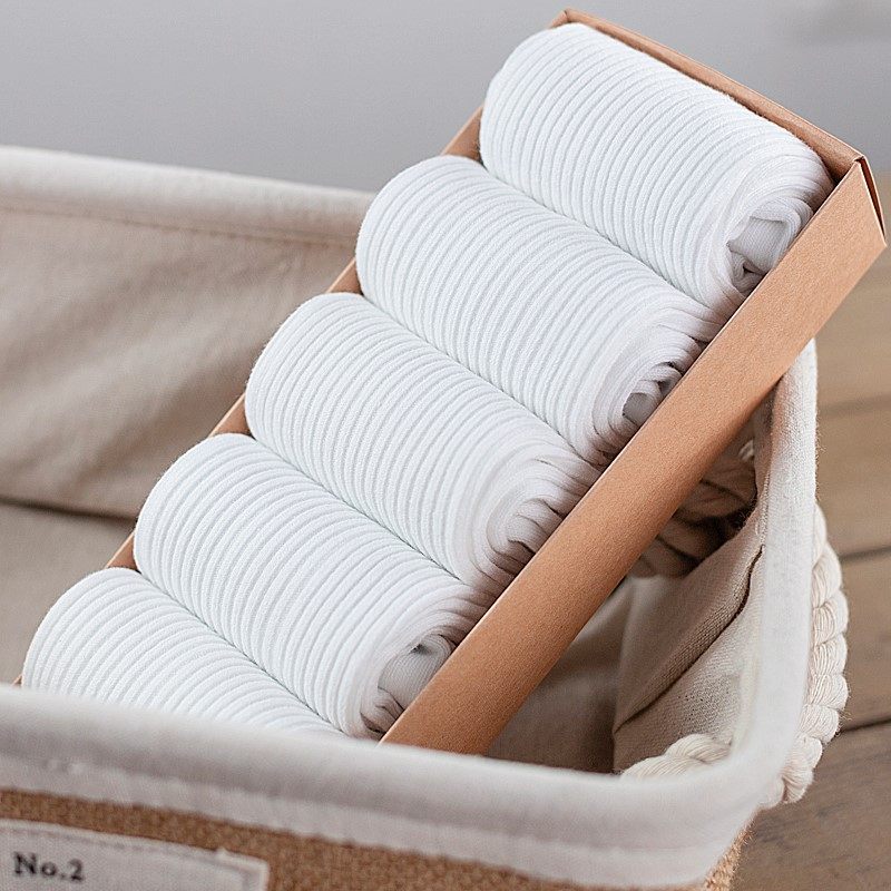 白袜子男中筒棉袜潮男士棉质长筒袜白色男袜防臭吸汗运动商务棉质