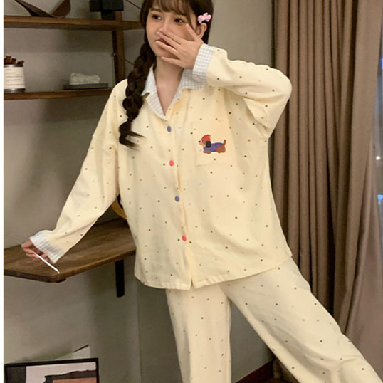 睡衣秋女款2025新款秋季纯棉带胸垫女士长袖春秋款淡绿家居服冬季