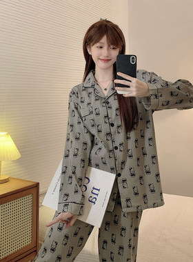 睡衣女款2025新款TK猫春秋季长袖初高中大学生家居服大码外穿套装