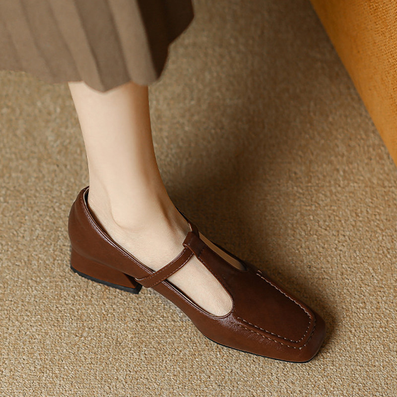 方头玛丽珍鞋2025新款女鞋T字扣带低跟单鞋粗跟职业高跟鞋百搭瓢,女鞋,浅口单鞋,淘宝优惠券,粉丝福利购,淘宝优惠卷