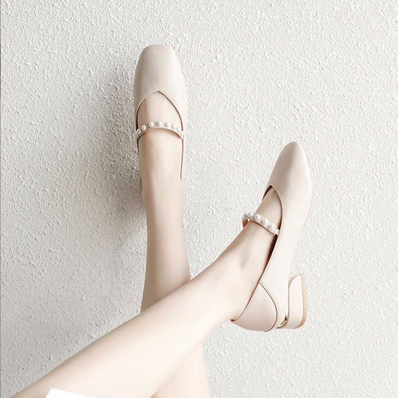 单鞋女春夏新款百搭不累脚粗跟瓢鞋玛丽珍晚风配裙子高跟鞋豆豆鞋