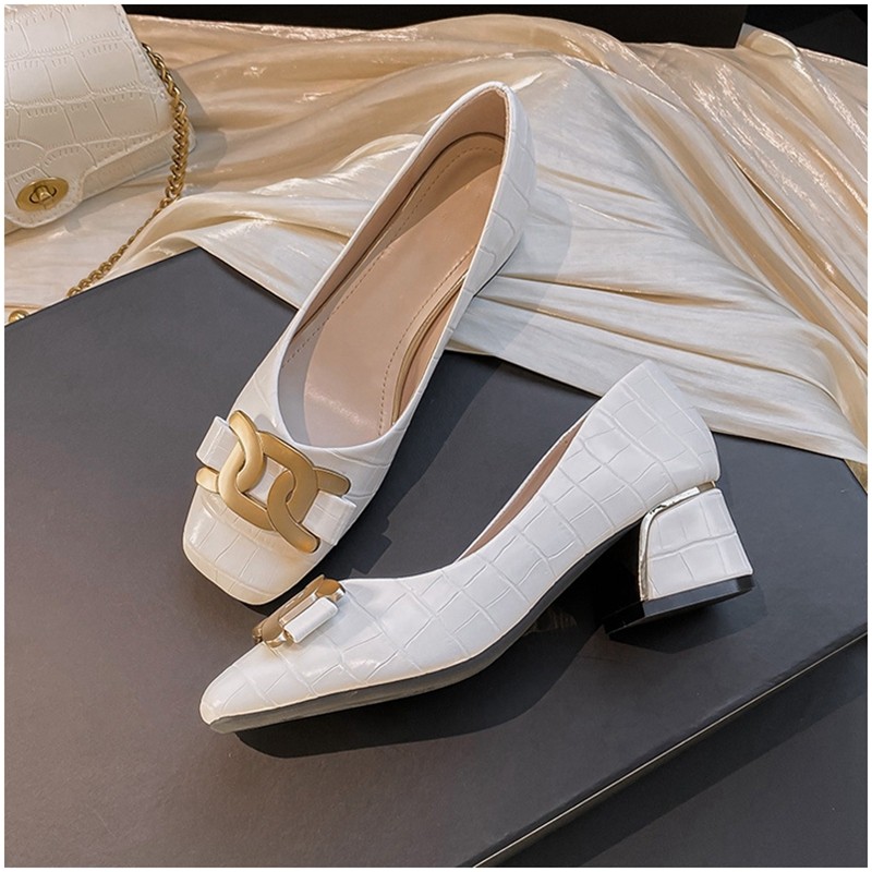 晚风温柔单鞋女新款百搭方头浅口法式气质高跟鞋粗中跟奶奶鞋瓢鞋,女鞋,浅口单鞋,淘宝优惠券,粉丝福利购,淘宝优惠卷