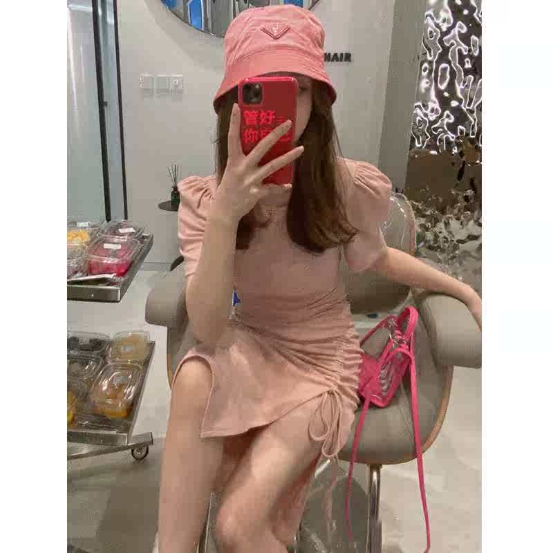 Scheming Side slits Dress 2020 new pattern Korean Edition Mid length version Self cultivation Short sleeved Drawstring t-shirt dressin the Play mode/Anime/Periphery/cos/Board games ,  Cosplay Apparel/Props/Service ,  Cosplay Women  category - from Buy2taobao.com to provide professional Taobao agent buy service