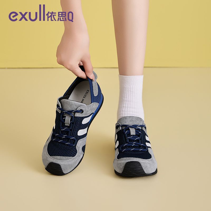 依思Q复古网面德训鞋女2025新款秋季百搭透气女鞋平底芭蕾休闲鞋