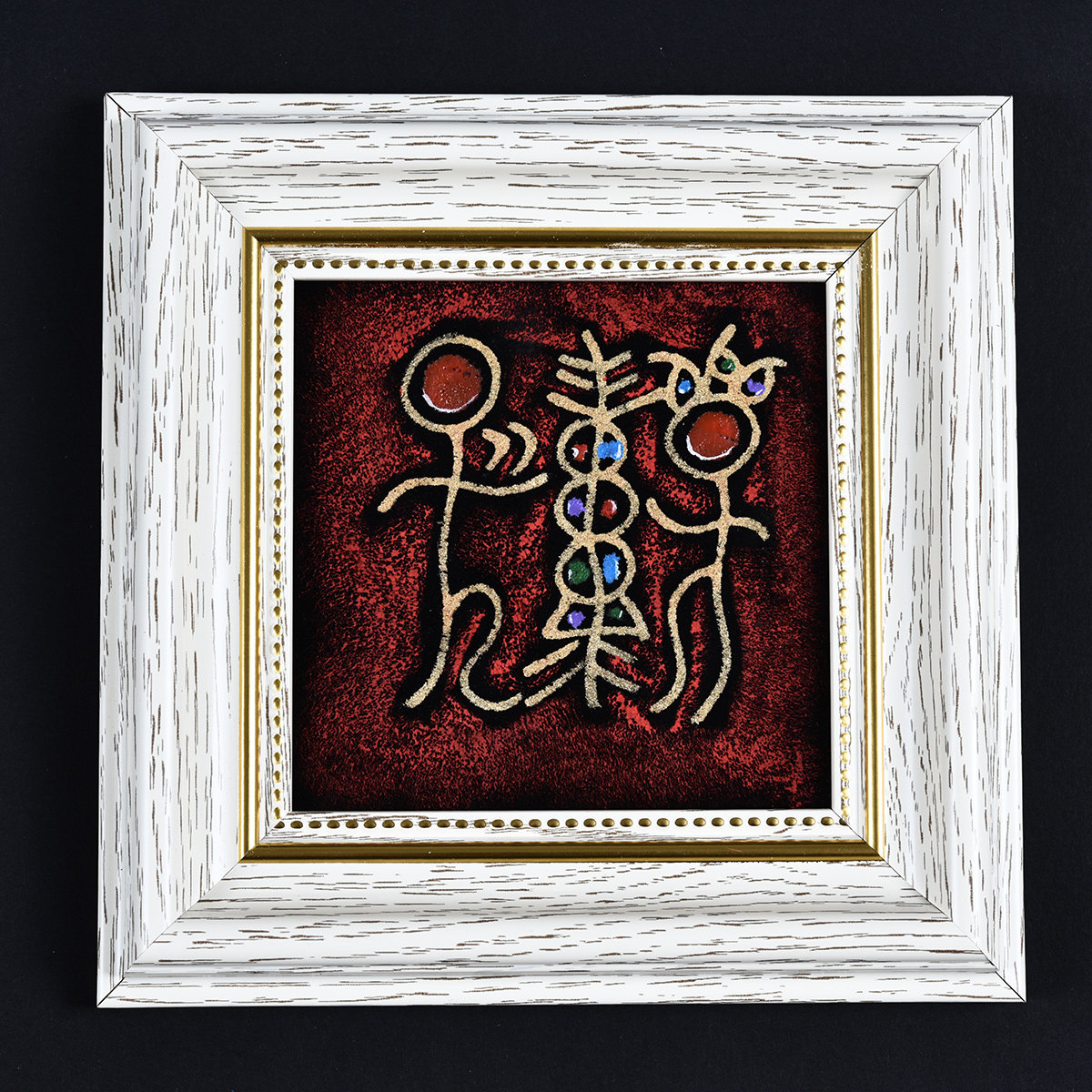 云南丽江民族风纳西东巴文我爱你真皮画现代家居装饰画手绘摆件