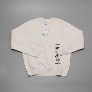 瑕疵NIKE耐克男装圆领抓绒保暖串标休闲套头衫运动卫衣DX0782