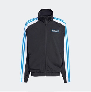 ADIDAS三叶草潮流男装 运动茄克休闲外套IV5349 LOGO立领三条纹开衫
