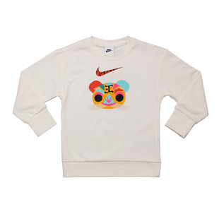 NIKE耐克男大童青少年圆领虎年抓绒保暖运动休闲套头衫 卫衣DR1855