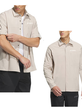 ADIDAS潮流男装SLEEVESHIRT户外运动翻领茄克衬衣IL8943 IL8944