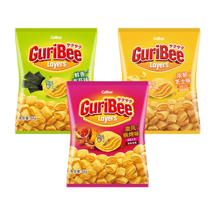 卡乐比Guribee层层脆4袋海苔烧烤休闲零食膨化好吃解馋小吃出游