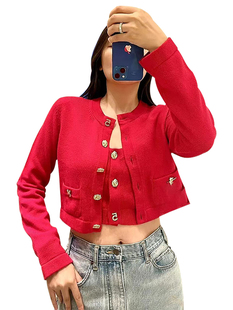 2025年秋冬新品短款毛衣小香风针织开衫加吊带背心两件套装上衣女