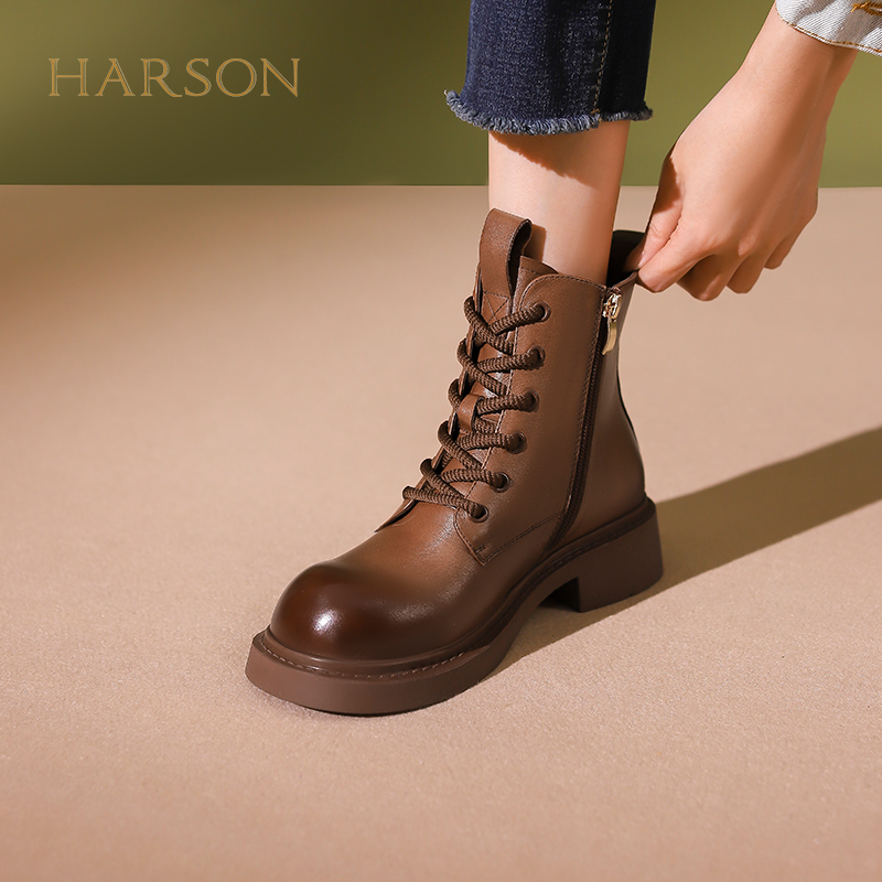 绑带机车短靴哈森马丁靴