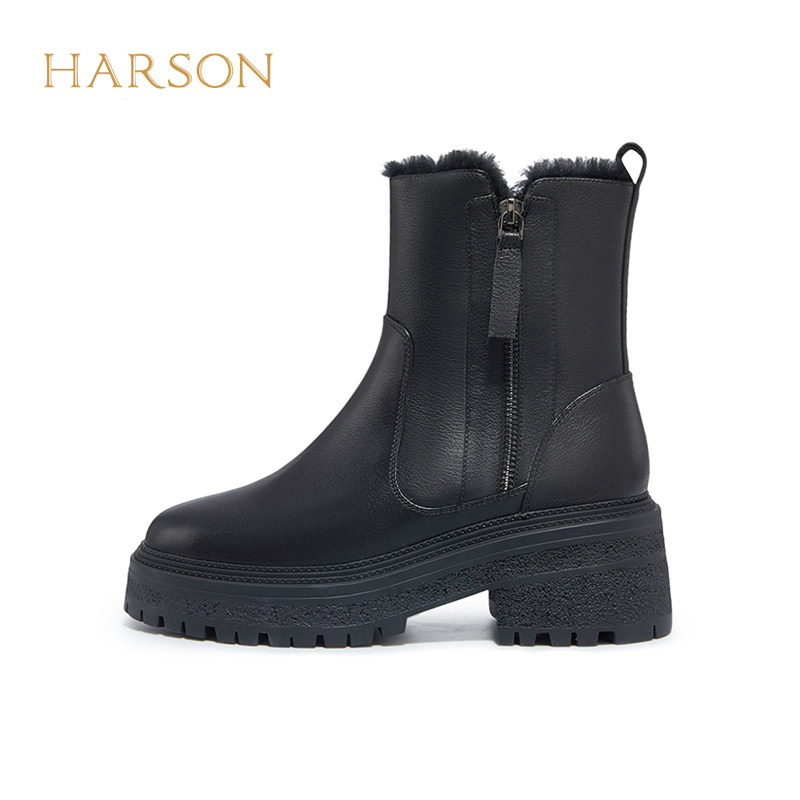 哈森东北大棉靴专柜正品断码保暖厚底白色羊毛里雪地靴女HA227150,女鞋,时尚雪地靴,淘宝优惠券,粉丝福利购,淘宝优惠卷