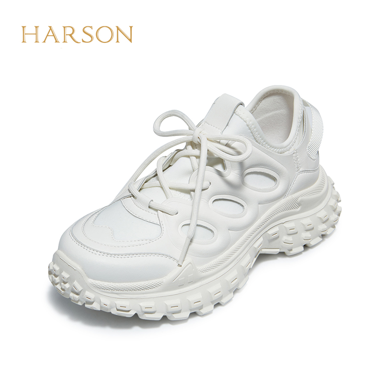 哈森春季新款个性老爹鞋女款轻便厚底休闲运动跑步鞋HC225401